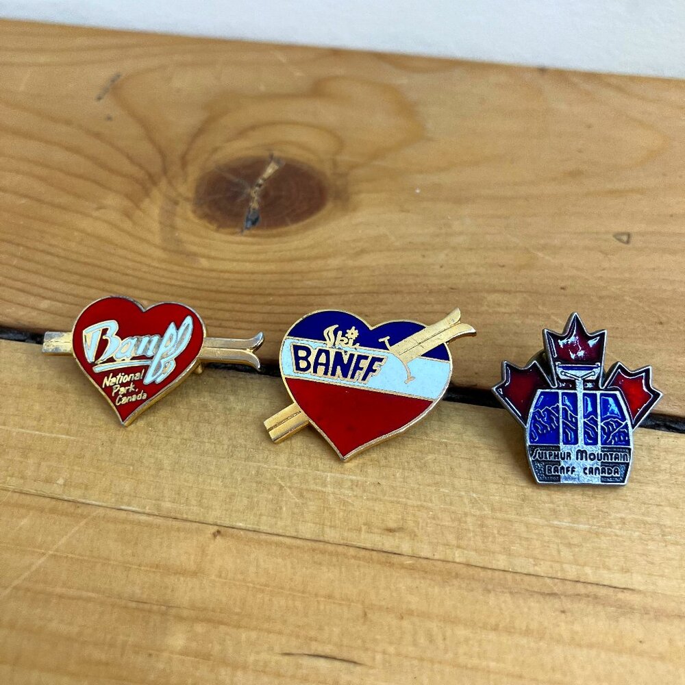 Banff National Park Lapel Pin Badge Set of 3 Sulphur Mountain Canada Souvenir